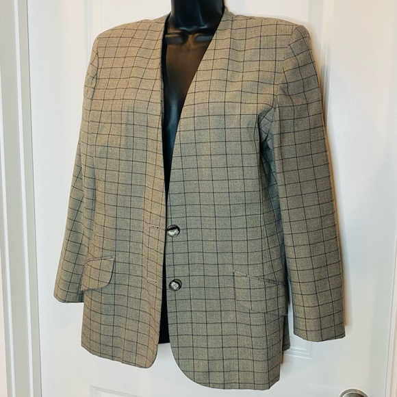 Vintage Gray Check Skirt Suit Size 10